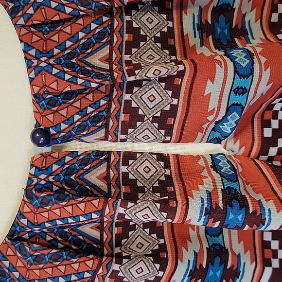 by & by Multicolor Tribal Mini Halter Dress With Elastic Waist Sz Large - Picture 5 of 8